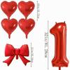 6pcs with Bowknot Number Foil Balloon Romantic Birthday Party Balloons  For Engagements Wedding