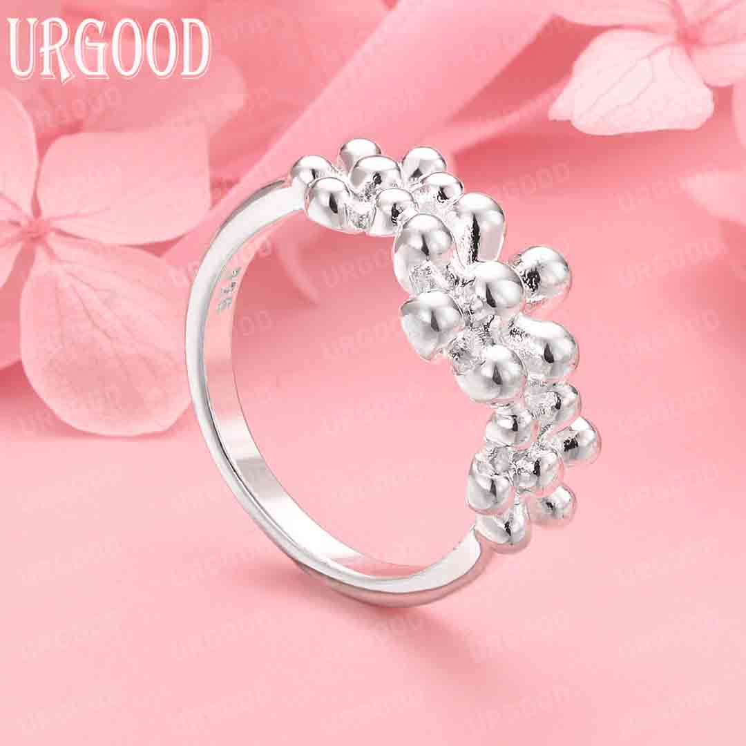 

925 Sterling Silver Wedding Jewelry Flower Fashion Ring 7#