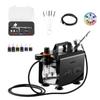 Airbrush Kit, 1/6 HP, Air Brush Kit with Air Compressor, 1 Dual-Action Professional Airbrush with 3 Tips, Hose, Acrylic Paint, Brush, Low Noise