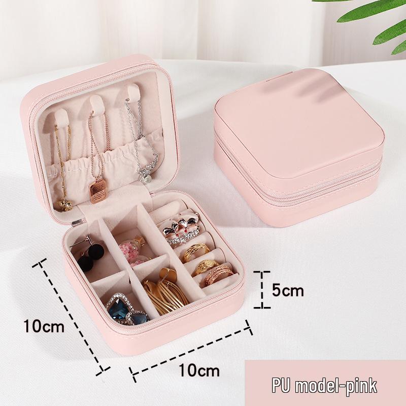

Compact Leather Jewelry Organizer: Palm-Sized Box for Rings, Necklaces, Studs, and Earrings