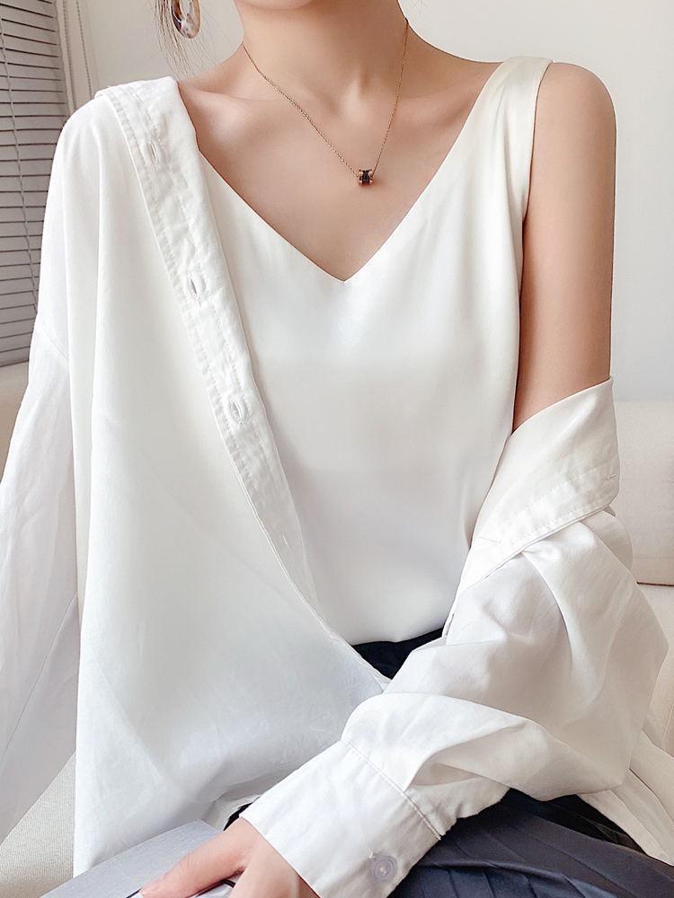 Plus Size Women s V-neck Spaghetti Strap Tank Top - Summer Layered Shirt XL