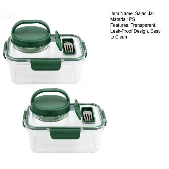 1/2Pcs Salad Jar Built-In Series Meal Prep Container with Dressing Cup Fork Leakproof Airtight Food Storage Box Picnic Portable Freshness