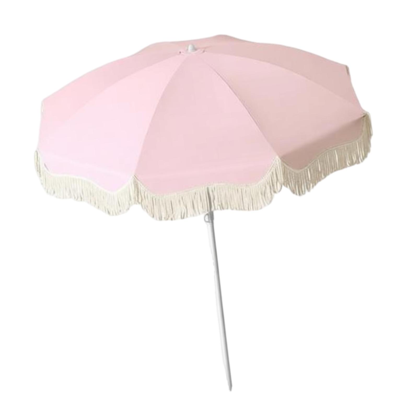 Portable Patio Umbrella Fringe Parasol Sun