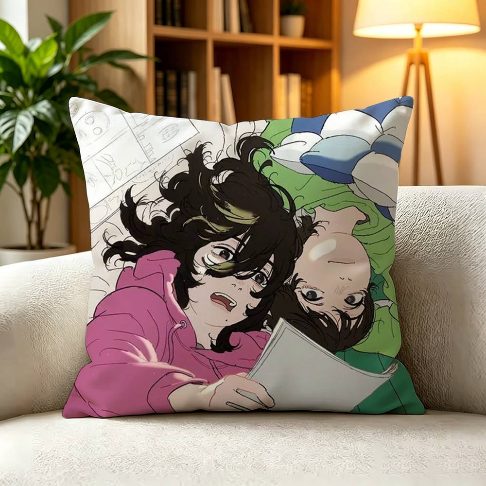 L-Look Back Fujino Kyomoto Drawing Girl Manga Square Double-Sided printed Pillow Case Bedroom Bedside Pillow Sofa Cushion Cover