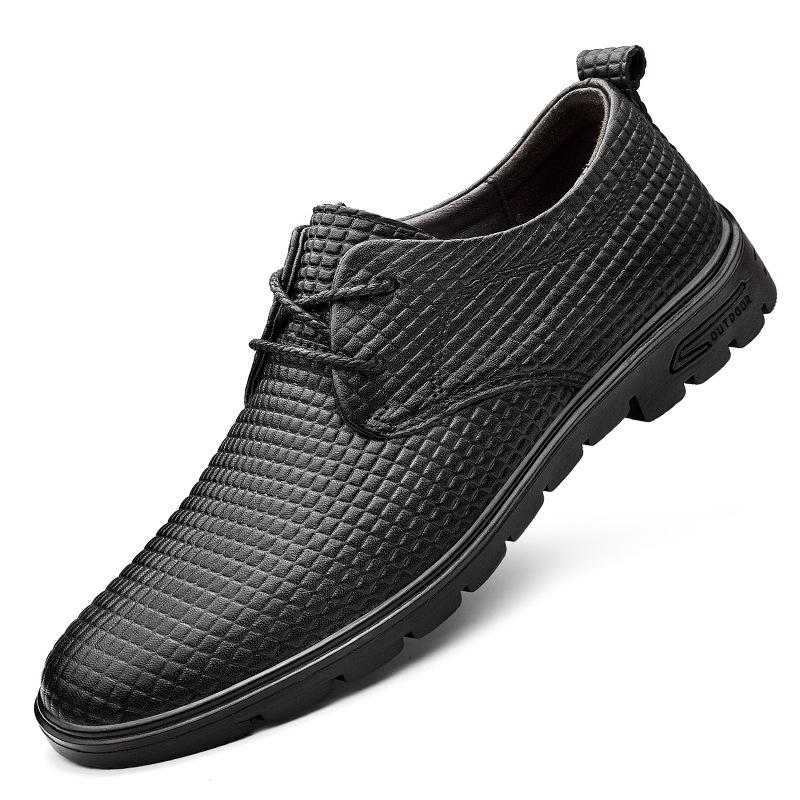 

Первый слой коровьей кожи осенние мужские кожаные туфли на шнуровке повседневные кожаные туфли формальные мужские туфли с круглым носком универсальные повседневные мужские туфли черные 46 чёрный