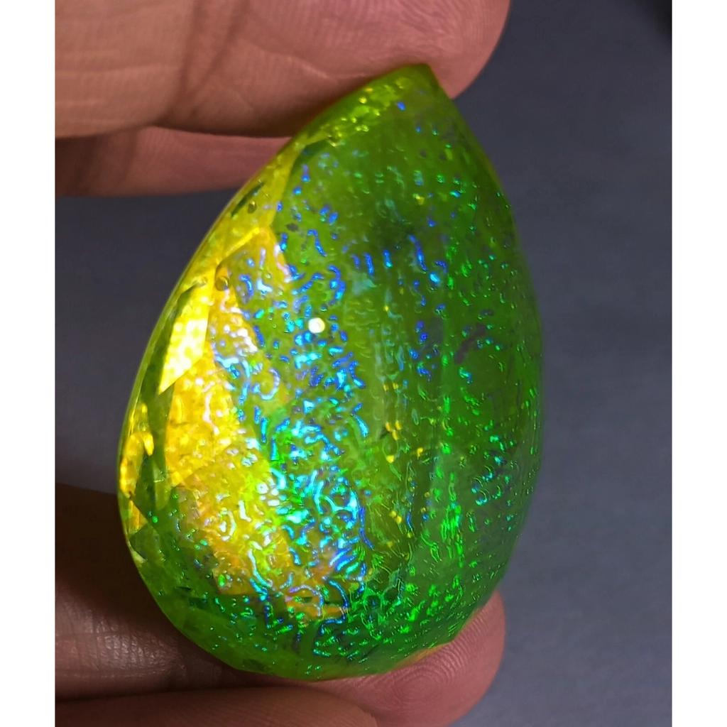 Stunning Natural Monarch Fire Opal Doublet 88.55 Ct Pear Certified Gemstone