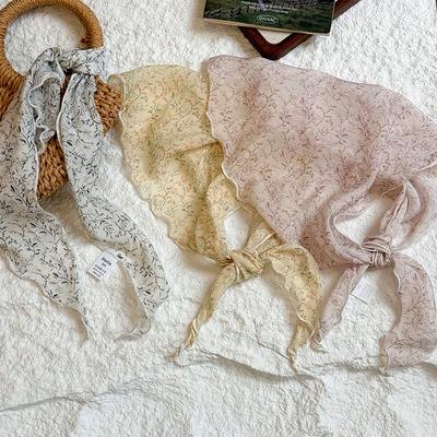 Dreiecksschal Schal Damen literarisch neu floral kleiner Schal Seidenschal hochwertiges Kopftuch Sommer Damen pastoral Stirnband gebundenes Haar