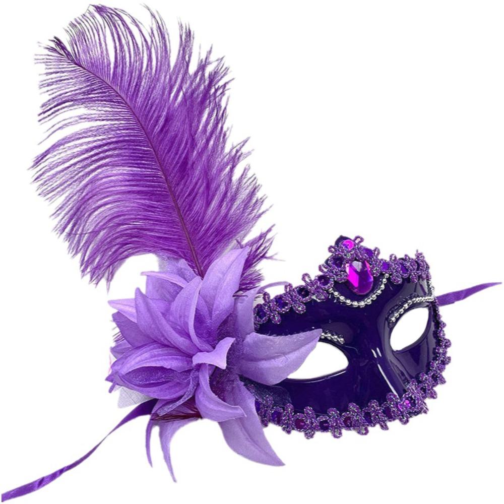 Rhinestone Decoration Masquerade Mask Feather Party Mask Venetian Mask  Dance Party