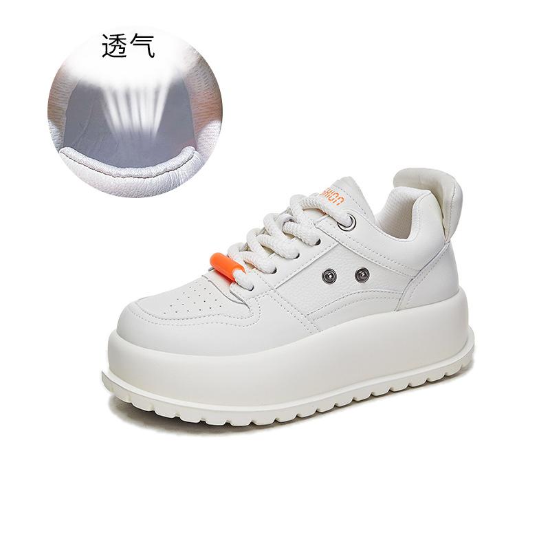 

Подошва на присосках, кожаные маленькие белые туфли, женские, весна 2025, новая толстая подошва, туфли-хлебницы, женские, повседневные, универсальные, некрасивые, милые женские туфли 35 бежевый