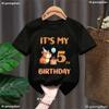 It'S My 4th/5th Birthday Capybara Balloon Printed Tshirt Girls/Boys Celebrate Birthday Gift Kids Clothes Kawaii Solid T-Shirt