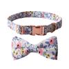 Fashion Dog Collar+Leash+Necktie Set Completes with Colorful Floral Print Bow Perfect for Pets Outstanding in the Crowd