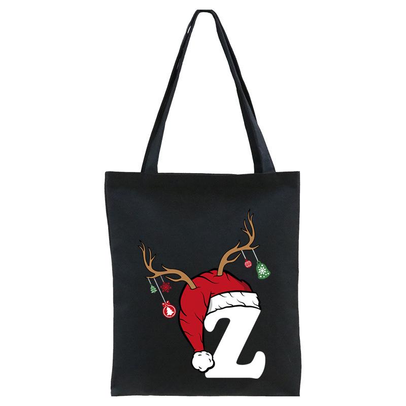 Christmas 26 English Letter Printing Tote Bag Shoulder Bag Women's New Large Capacity Go Out Portable