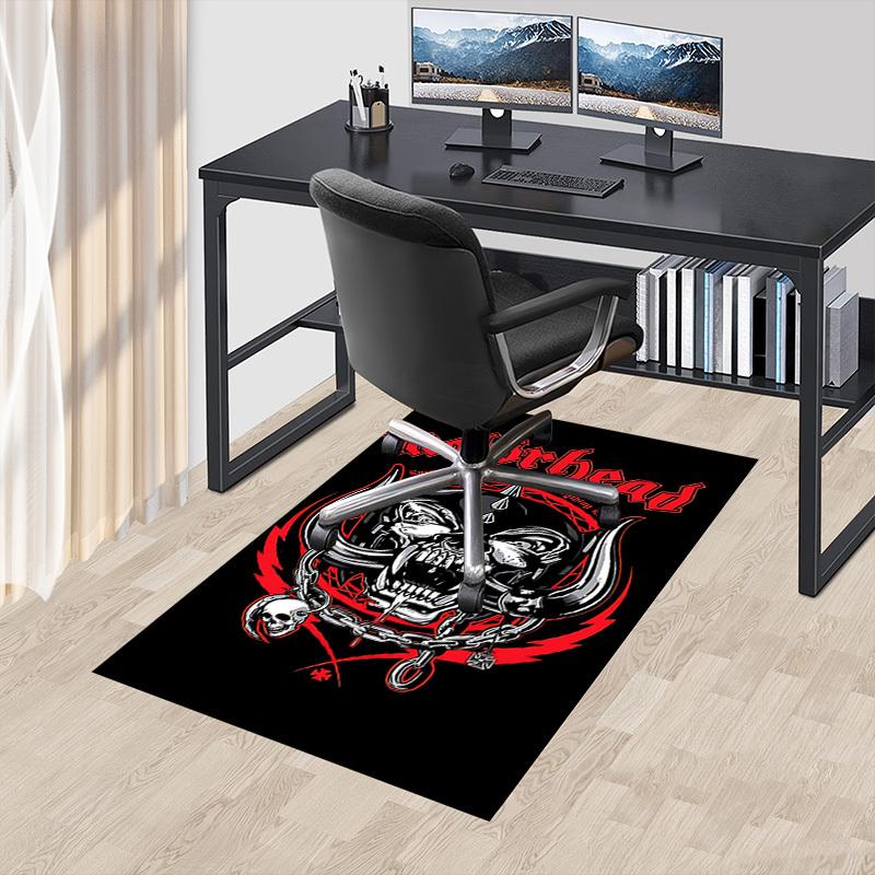 1pc Mot?rhead Home Office, Durable Polyester Floor Mat with Easy, Office Decor, Urban Style, Nonslip Backing