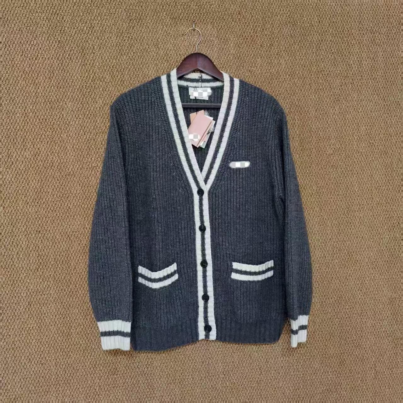 Унисекс Ретро Свитер из шерсти с V-образным вырезом в стиле колор-блок - Осень/Зима Small