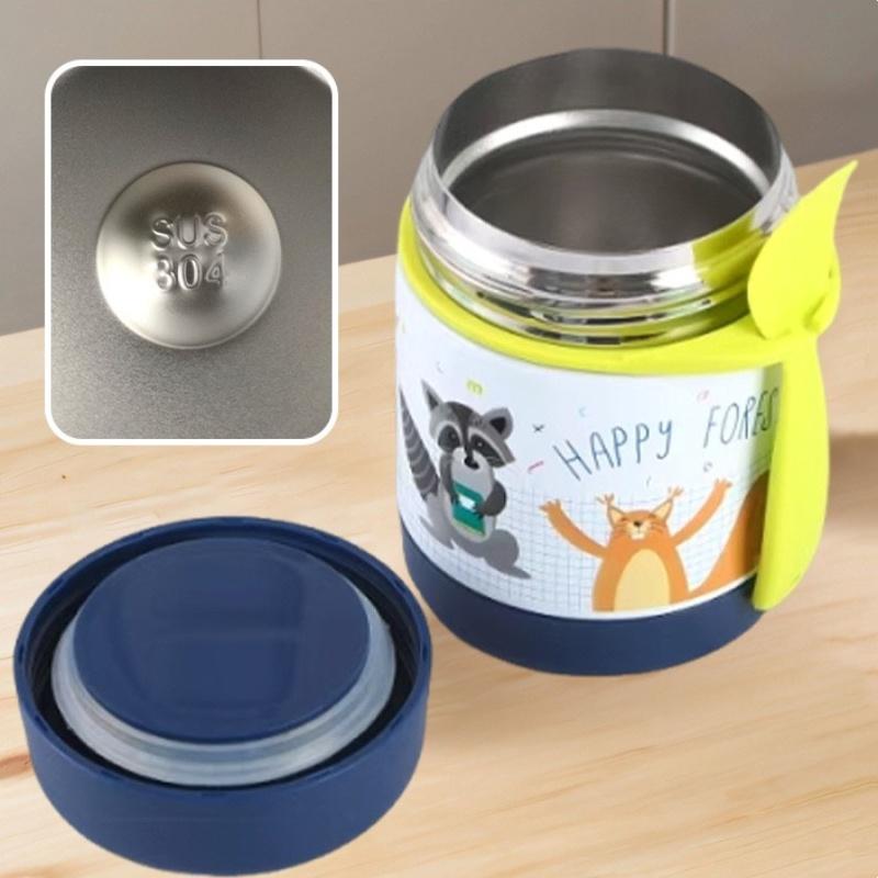 10oz Stainless Steel Lunch Box with Spoon Thermal Food Container Vaccum Cup Insulate Bento Box Thermos Soup Cup for Kids School