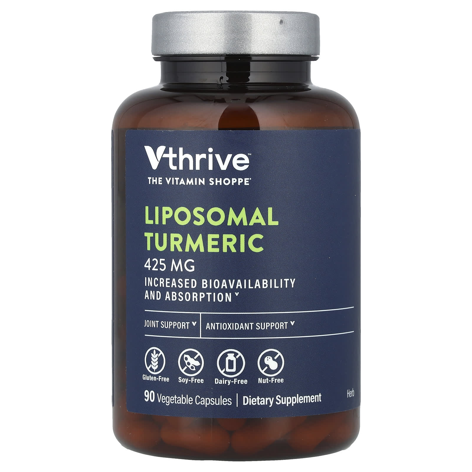 

Vthrive, ліпосомальний куркумін, 425 мг, 90 вегетаріанських капсул