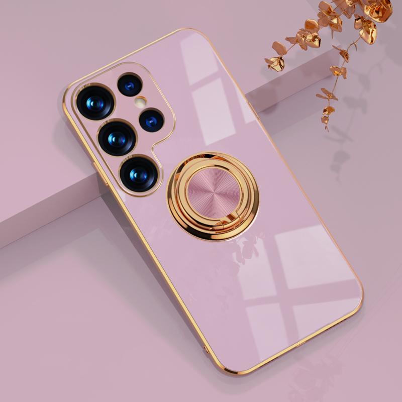 

Роскошный чехол-подставка с кольцом-держателем для Samsung Galaxy S23 S22 S21 S20 FE Note 20 10 9 Pro Plus, сверхмягкая силиконовая задняя крышка For S23 Plus фиолетовый