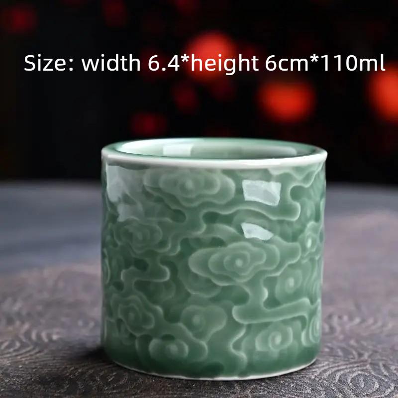 Handmade Celadon Tea Cup Traditional Longquan Ceramic Art Yunxiang Tea Tasting Cup for Gongfu Tea Ceremony Home