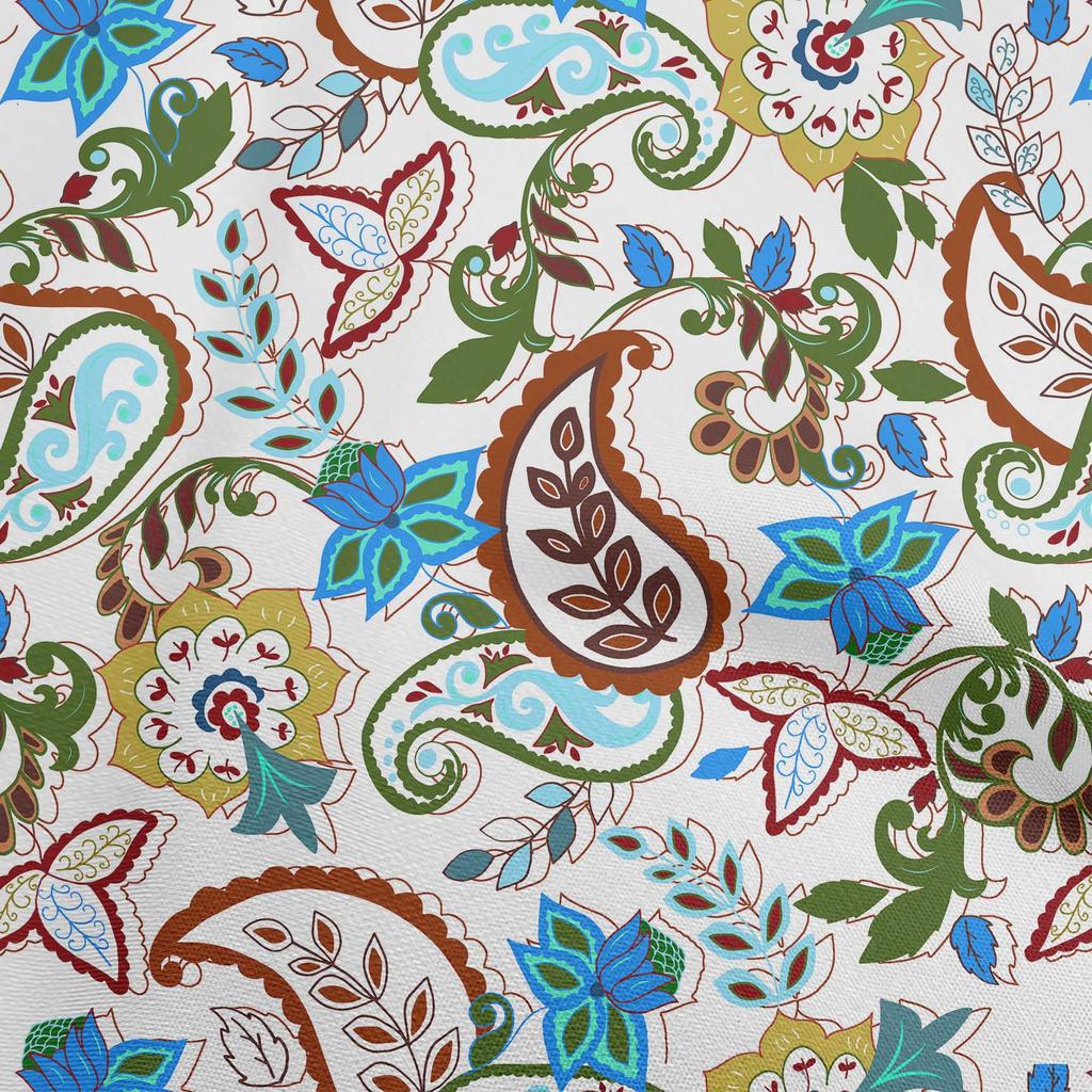 oneOone Cotton Flex Bluish Violet Fabric Asian Paisley Floral Quilting Supplies Print Sewing Fabric By The Yard 40 Inch