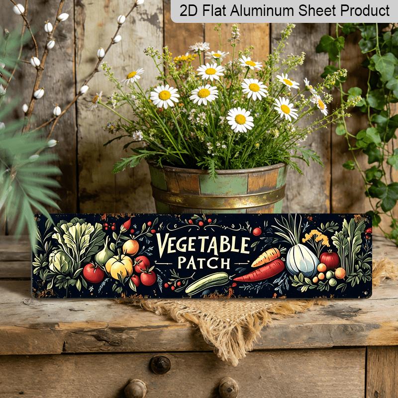 2D Flat, 1pc Metal Sign Labeled 'VEGETABLE PATCH' Measuring 15.7×3.94inch, Featuring UV Printed Wall Art. It's Perfect for Decorating Homes, Bars