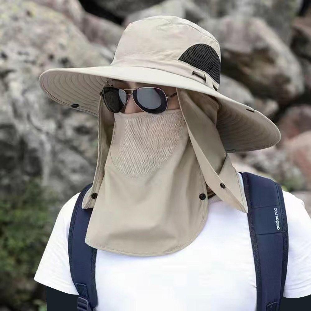 1Pcs Full Face Cover Fishing Hat Sun Cap Summer Hat Outdoor Anti UV Hiking Hat Women Men
