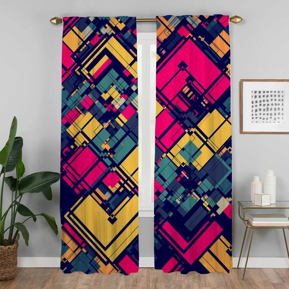 Painted Design Blackout Curtain for Room 2 Panel Elegant Room Curtains Tulle for Bedroom Home Interior Curtains Shades Partition