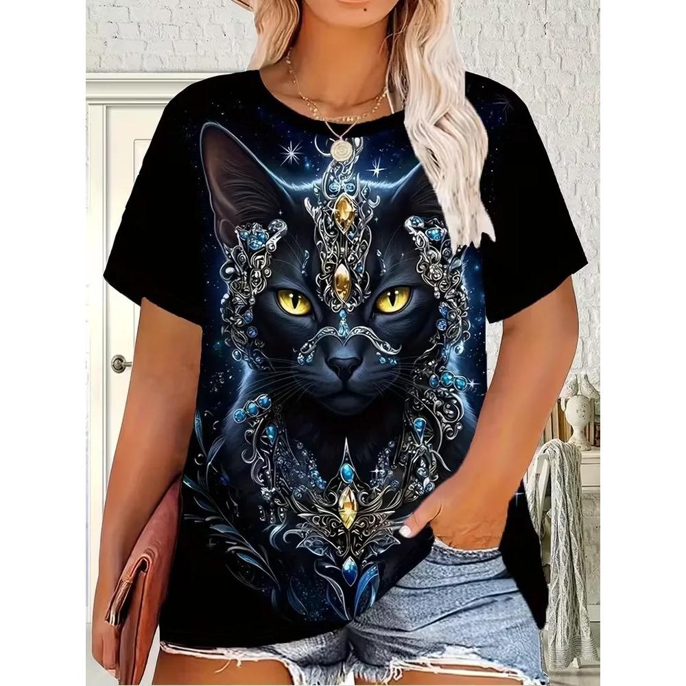 Daily Breathable Animal Print Top Women's Versatile Short-sleeved Fashion Loose T-shirt Comfortable T-Shirts Women’s