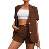 Women's Suit Fashion Temperament Suit Solid Color Suit High Waist Shorts Two-piece Set