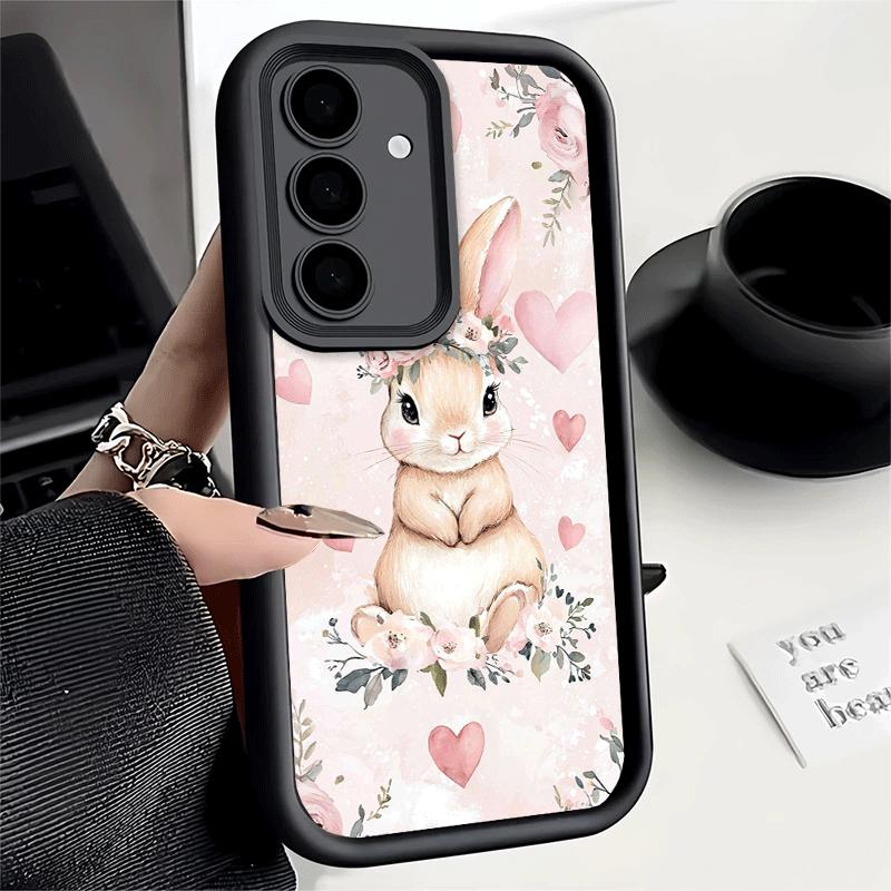 Phone Case for Samsung Galaxy A17 A16 A15 A14 A13 Cute Cartoon Bunny Rabbit A56 A36 A26 A55 A35 A25 A54 A34 A24 A53 A33 A23 A07