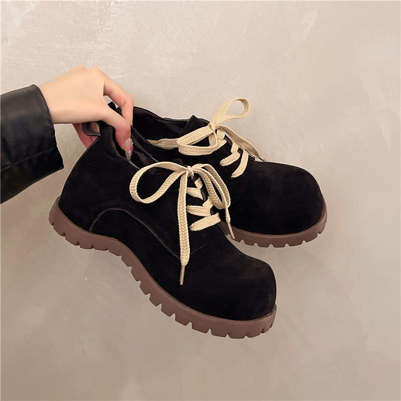 Fashion Suede Lace-Up Pumps Round Toe Flat with Solid Color Fashion Comfortable Sexy Elegant Novelty Women Shoes Newest Leather Shoes
