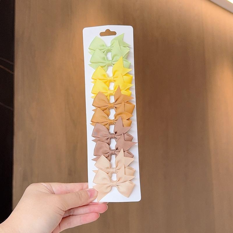 10Pcs/set Solid BB Hair Clips For Cute Girls Ribbon Bowknots Boutique Barrettes Hairpins Headwear Kids Hair Accessories Gifts