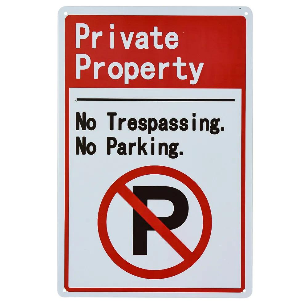 Warning Metal Tin Sign No Parking Sign Private Property No Trespassing Poster  24-Hour Monitoring No Parking Swimming Warning