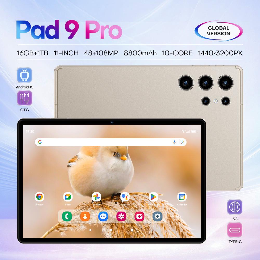 New Arrival: 10-inch Pad 9 Pro Tablet - 16GB+1TB for Learning and Gaming