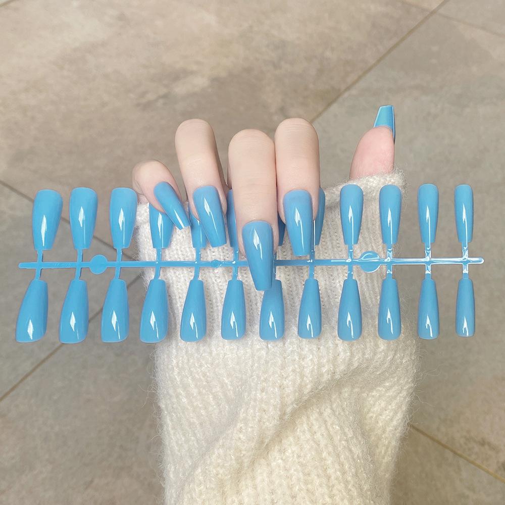 

24 шт./компл. DIY быстрые ногти, однотонные глянцевые длинные балетные накладные ногти, разноцветные полоски, готовая одежда, дизайн ногтей