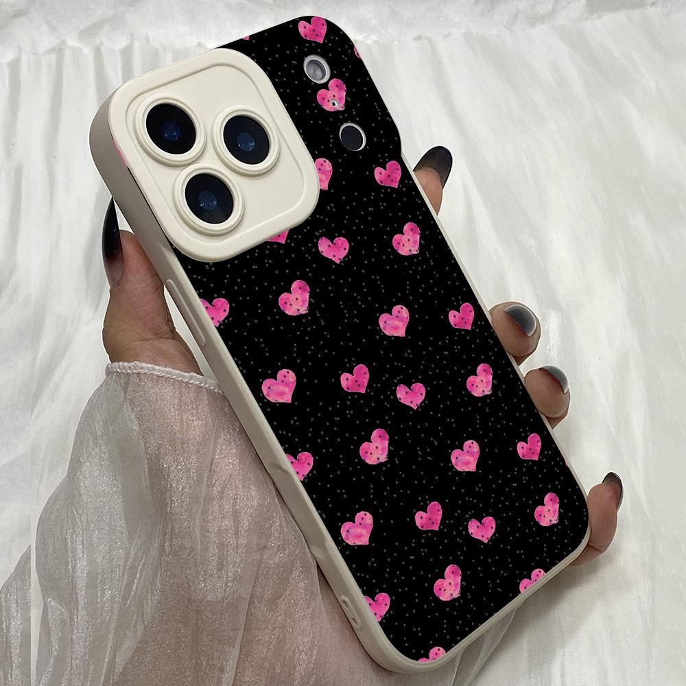 M383 Pink Love Heart art Design Angel Eyes Soft Phone Case for iPhone Samsung Galaxy Xiaomi Rdemi Huawei Honor Infinix Realme OPPO Vivo All Model Case