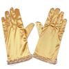 Satin Gloves Evening Galas Gloves with Beaded Trim Short Gloves Wedding Bride Gloves Formal Occasion Stage Props Gloves