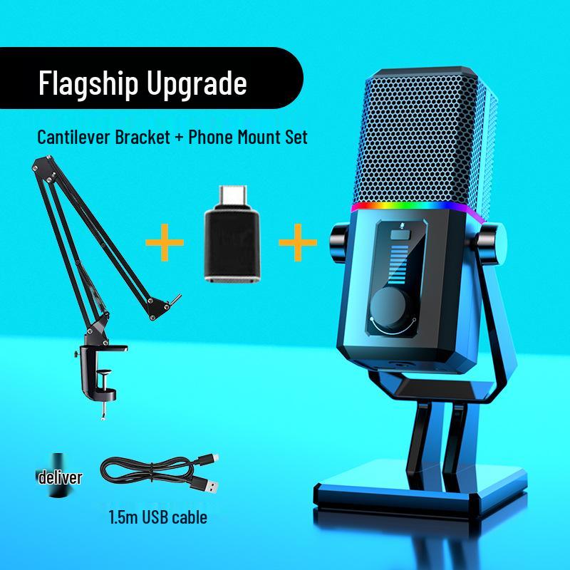 USB Noise-Reduction Condenser Microphone for Gaming, Desktop, Online Classes, and Conferences