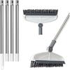Grout Cleaning Brush with Long Handle, Stiff Brush, Swivel Hard Bristle Brush, 2 in 1 Scrub Brush with Scraper, Tapered Bristles Grouting Line Brush,