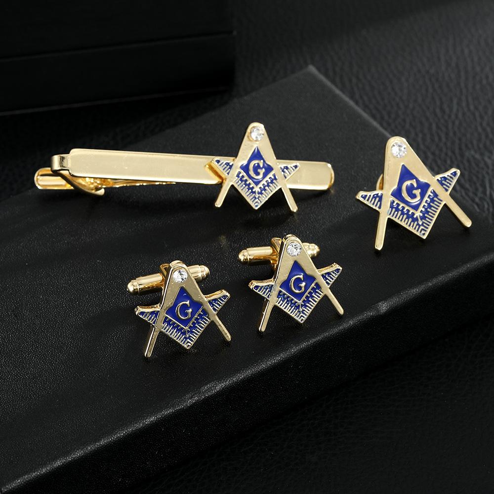 Moda europejska i amerykańska nowe kreatywne spinki do mankietów masońskie męskie biznesowe koszula francuska spinka do krawata ozdoba broszka