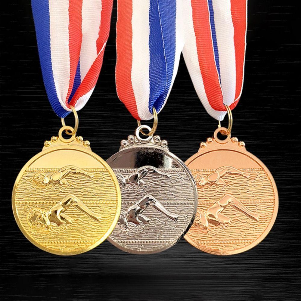 5cm Diameter Swimming Competition Medal Zinc Alloy Sports Award  Activity Contest