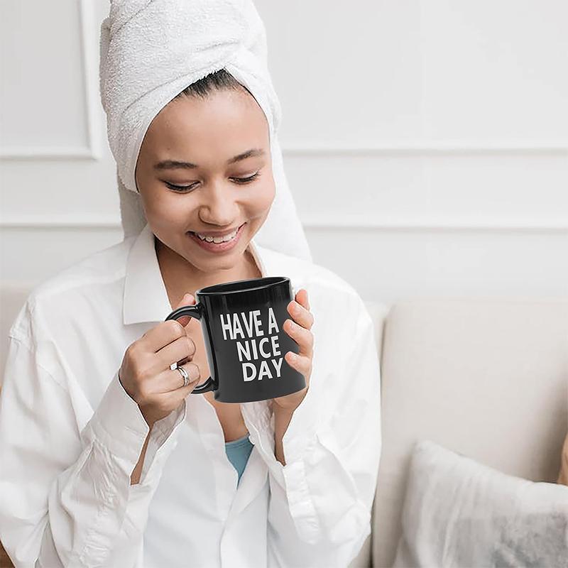 Have A Nice Day Funny Coffee Mug with Middle Finger On The Bottom for Juice Milk Tea 350ml drinkware friends christmas gift