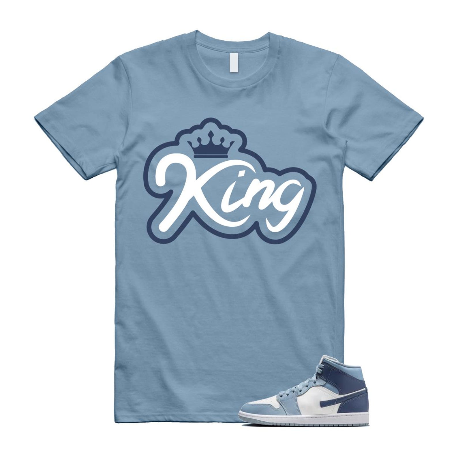 1 Diffused Blue Grey White Mid T Shirt Match KING2 3XL