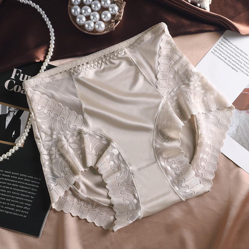 High-Waisted Women's Plus Size Tummy-Control Lace Briefs with Hip-Lifting and Abdomen-Shaping Features