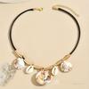 Trendy leopard print resin white shell splicing round multi-pendant fashion necklace jewelry