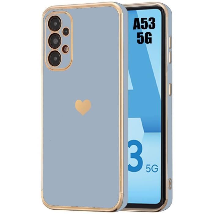 Coque - samsung - galaxy a53 5g - antichoc - luxe - motif cœur doré