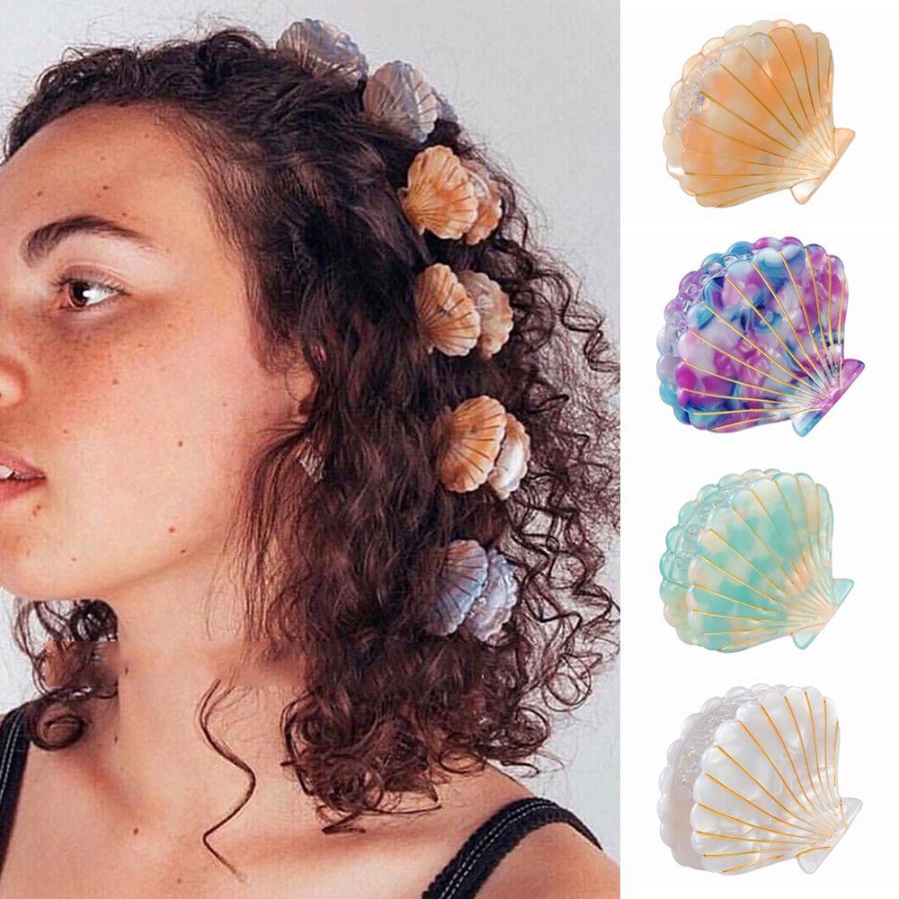 Beach Hairgrips Hair Crab Ponytail Hairpins Acrylic Hair Claws Shell Shape Women Hair Accessories Shell Hair Clips