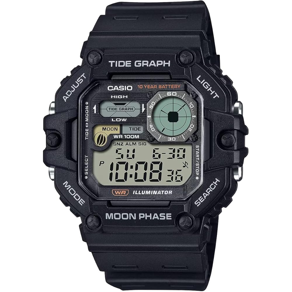 [Casio] CASIO Digital Men s Watch with Tide Graph & Moon Data Display Function WS-1700H-1AV Black (Overseas Model) [Parallel Import]