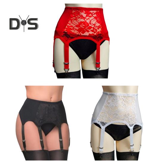 Women Garter with 6 Claws Hollow Out See-throug Lace Floral Embroidery High Waist Elastic Stockings Fixer Club Party Honeymoon Garter