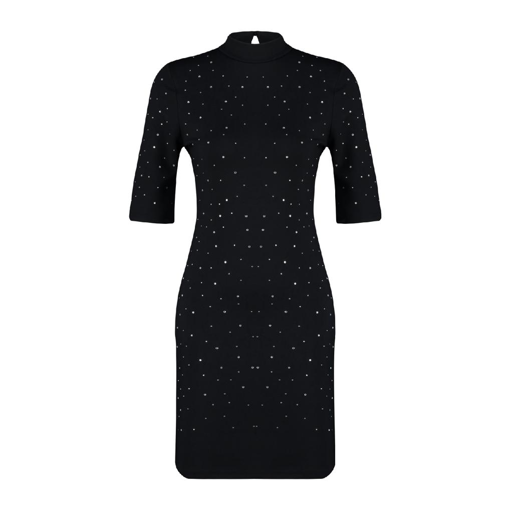 Mini rochie tricotată interlock cu detaliu piatră neagră Twoaw24el00395
