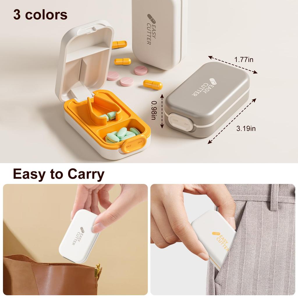 Small Pill Cutter Pill Cutter Splitter for Small and Tiny Pills Pill Splitter with Safety Lock Easy Open Close Professional
